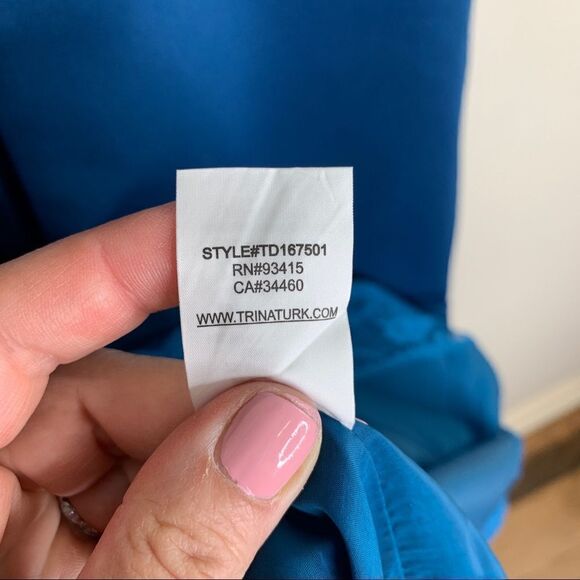 TRINA TURK Peacock Blue Shift Dress Keyhole Front - Picture 11 of 12